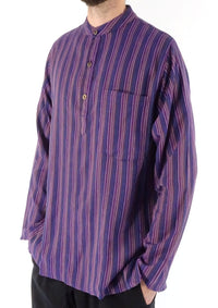 Stripe Cotton Three Button Shirt