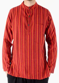 Stripe Cotton Three Button Shirt