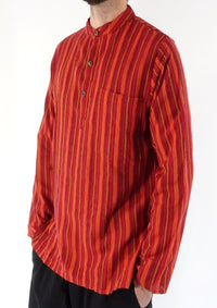 Stripe Cotton Three Button Shirt