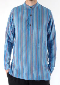 Stripe Cotton Three Button Shirt