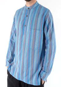 Stripe Cotton Three Button Shirt