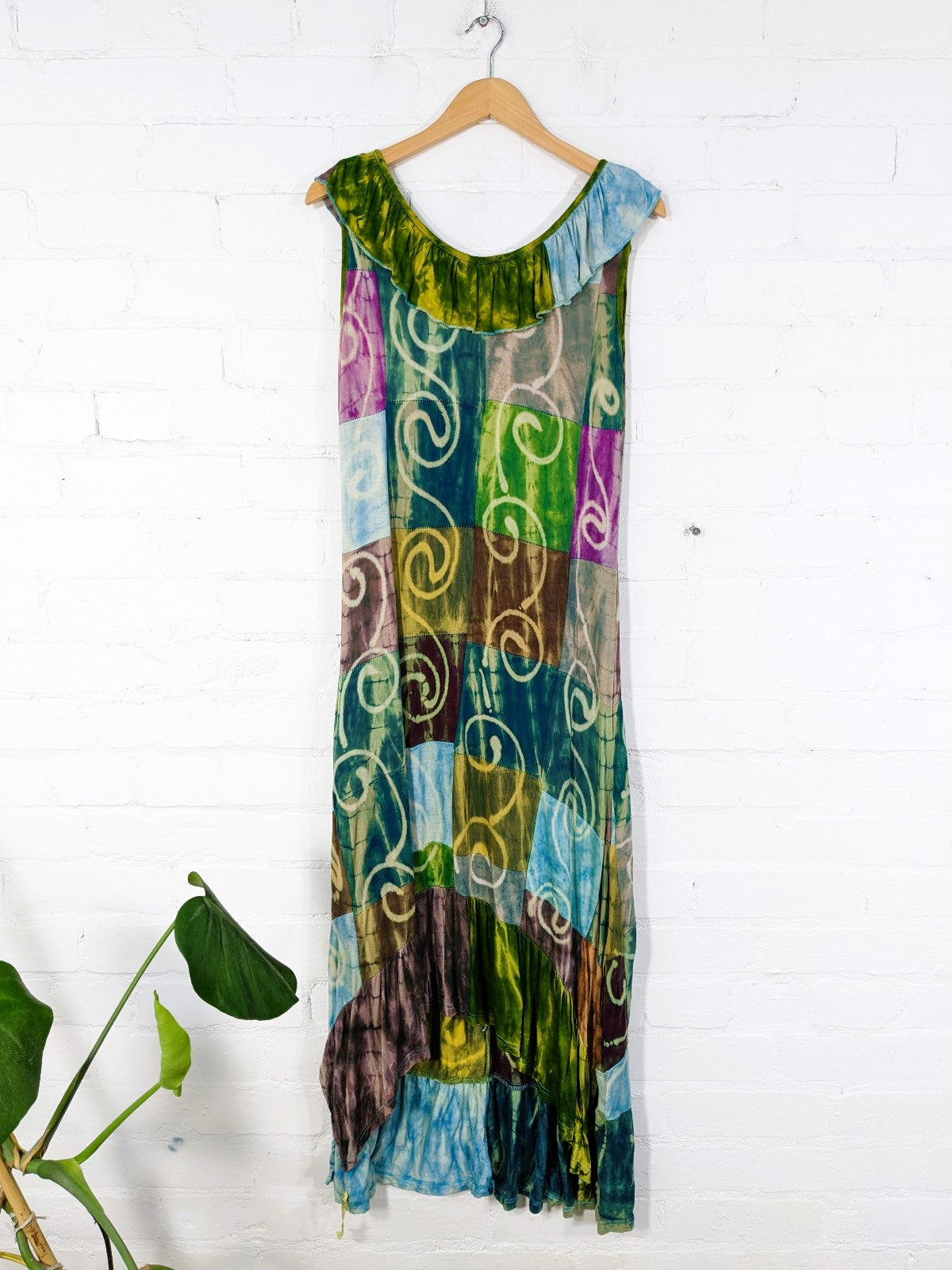Ruffle Neck Midi Dress