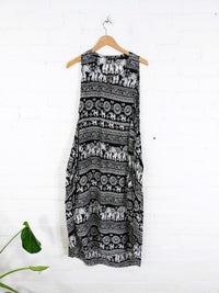 Assorted Elephant Print Midi Dress