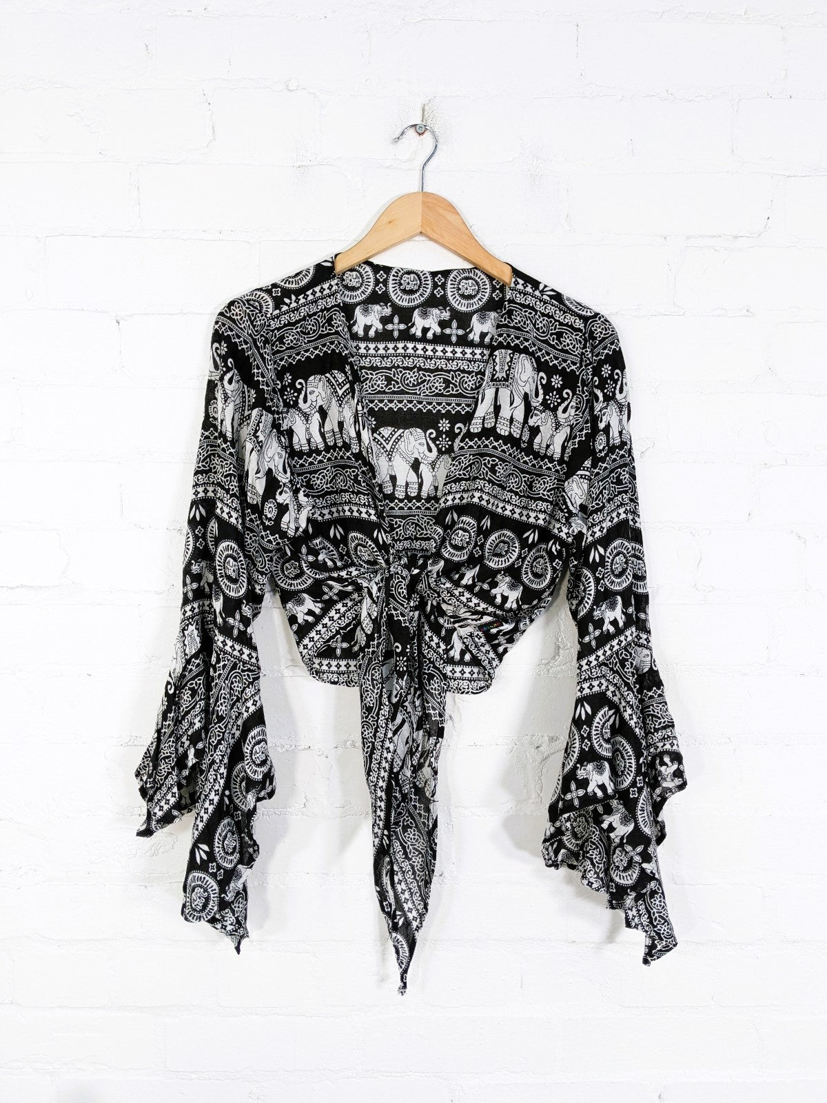 Assorted Elephant Print Tie Top