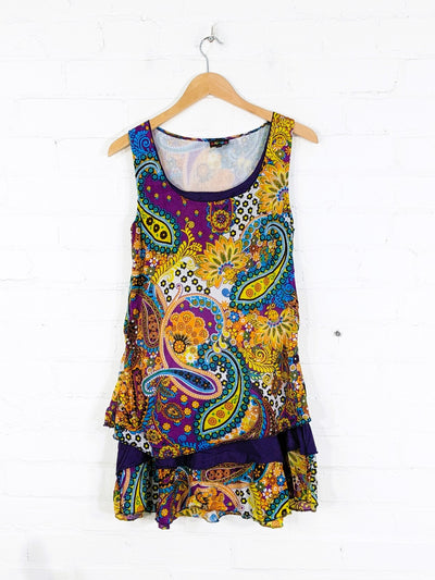 Floral Print Short Sleeveless Dress