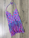 Crochet Halter Neck Top With Fringing