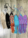 Crochet Halter Neck Top With Fringing