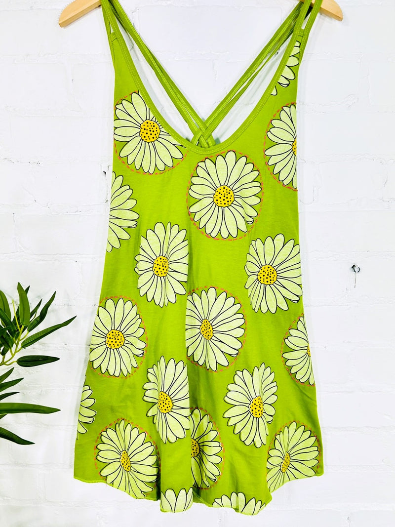 Daisy Print Short Strappy Dress