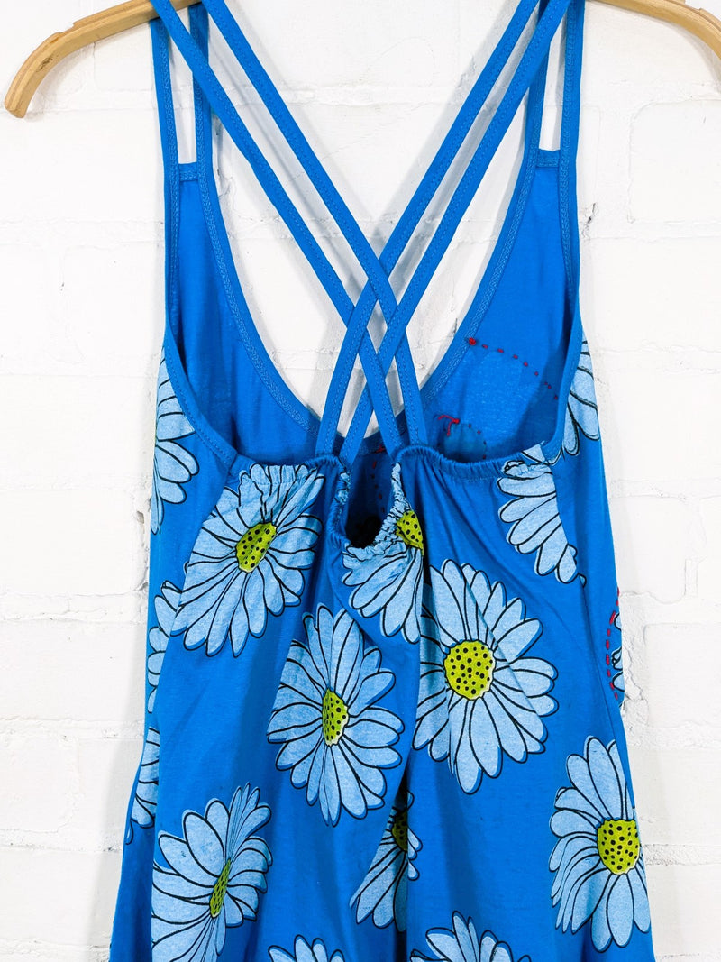 Daisy Print Short Strappy Dress