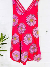 Daisy Print Short Strappy Dress