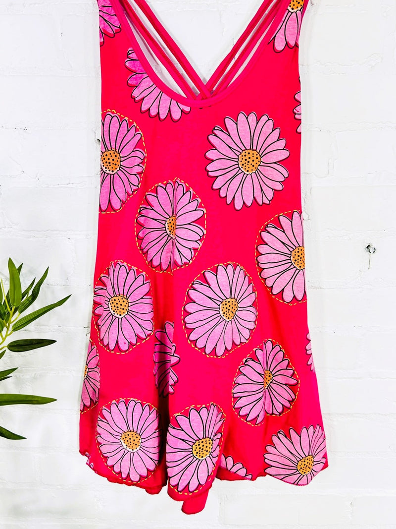Daisy Print Short Strappy Dress