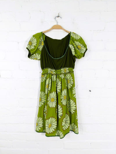 Daisy Print Short Sleeve Short Dress