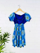Daisy Print Short Sleeve Short Dress