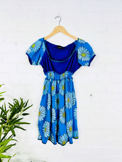 Daisy Print Short Sleeve Short Dress