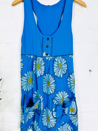 Daisy Print Short Sleeveless Dress