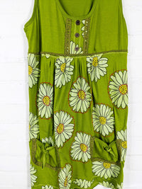 Daisy Print Short Sleeveless Dress