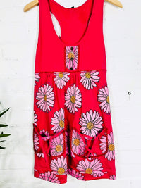 Daisy Print Short Sleeveless Dress