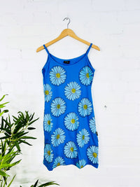Daisy Print Short Strappy Dress