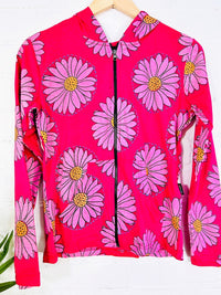 Daisy Print Zip Hoodie