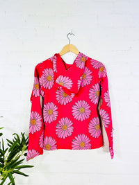 Daisy Print Zip Hoodie