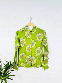 Daisy Print Zip Hoodie