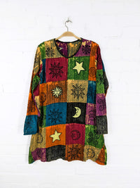 Patchwork Long Sleeve Short Dress