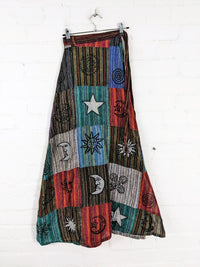 Patchwork Long Wrap Skirt