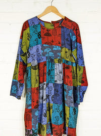Patchwork Long Sleeve Dress