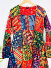 Multi Elephant Patch Long Sleeve Midi Dress