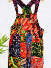 Multi Elephant Patch Straight Long Dungarees