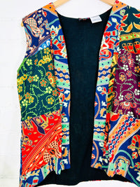 Multi Elephant Patch Open Waistcoat