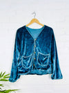 Velvet Long Sleeve Lined Toggle Jacket