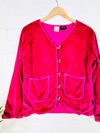 Velvet Long Sleeve Lined Toggle Jacket