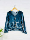 Velvet Long Sleeve Lined Toggle Jacket