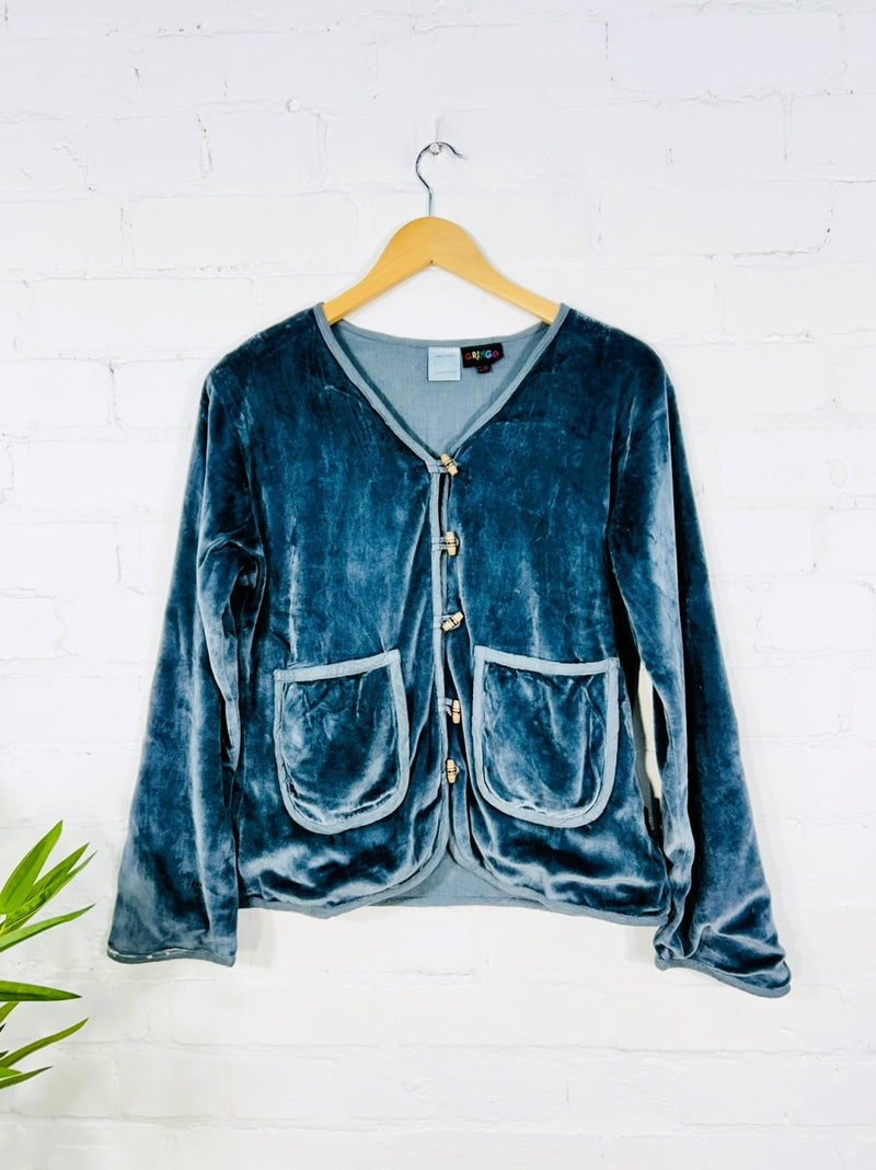 Velvet Long Sleeve Lined Toggle Jacket