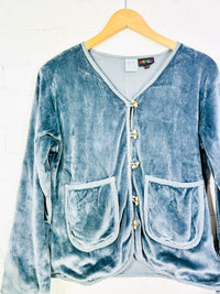 Velvet Long Sleeve Lined Toggle Jacket