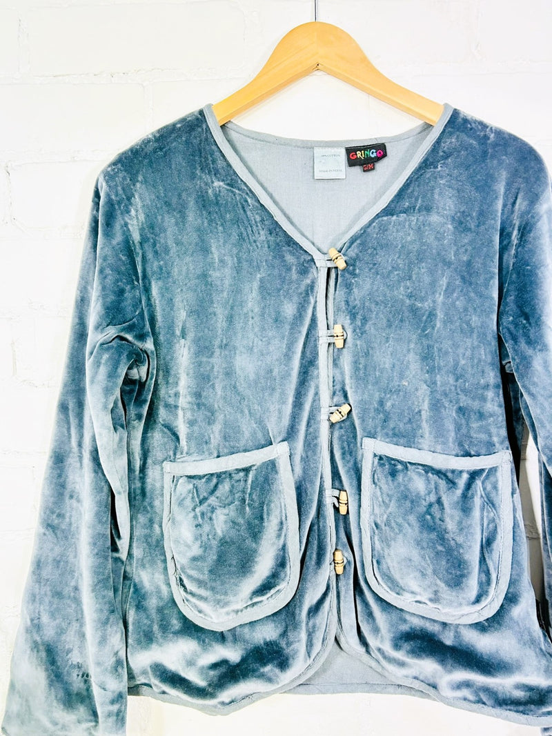 Velvet Long Sleeve Lined Toggle Jacket