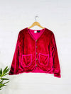Velvet Long Sleeve Lined Toggle Jacket