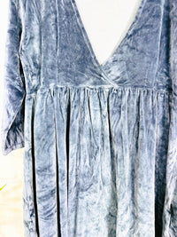 Velvet V Neck Long Sleeve Short Dress