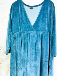 Velvet V Neck Long Sleeve Short Dress