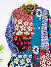 Multi Patchwork Long Lined Button Coat