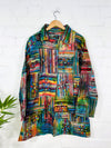 Gheri Patchwork LadieLong Buttoned Unlined Coat