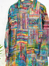 Gheri Patchwork LadieLong Buttoned Unlined Coat
