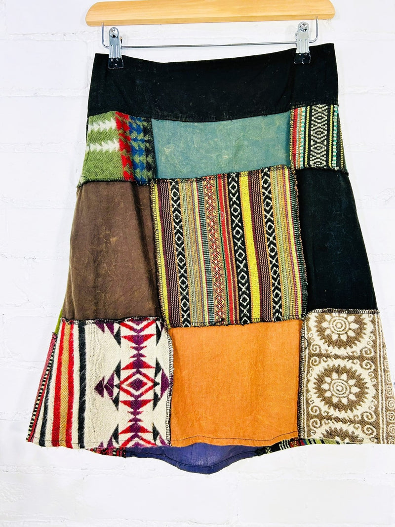 Multi Patchwork Short Skirt