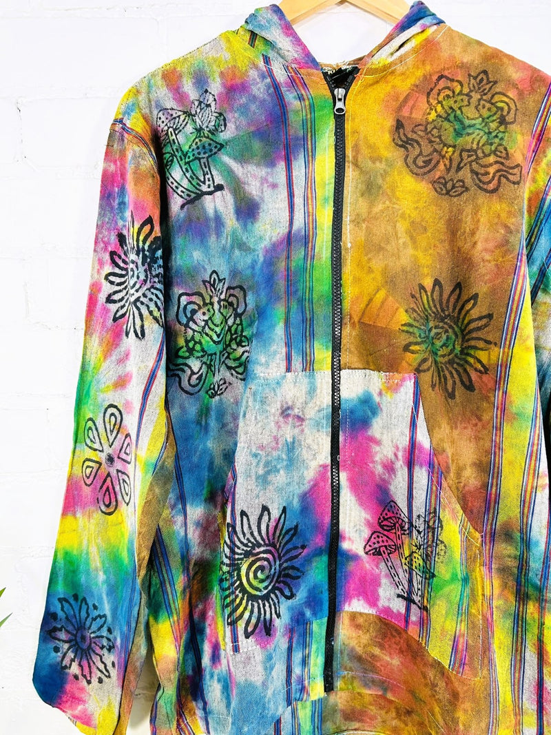 Tie Dye Hooded Zip Unlined Jacket