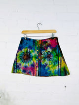 Tie Dye Popper Front Mini Skirt