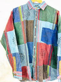 Patchwork Full Button Collar Shirt