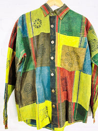 Patchwork Full Button Collar Shirt