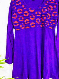 Circle Print Long Sleeve Short Dress