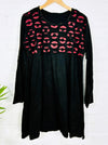 Circle Print Long Sleeve Short Dress